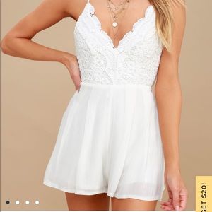 Lulu Star Spangled Ivory Backless Lace Romper